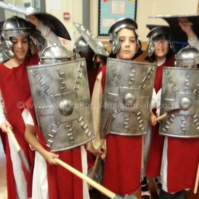 Children dressed as Roman soldiers